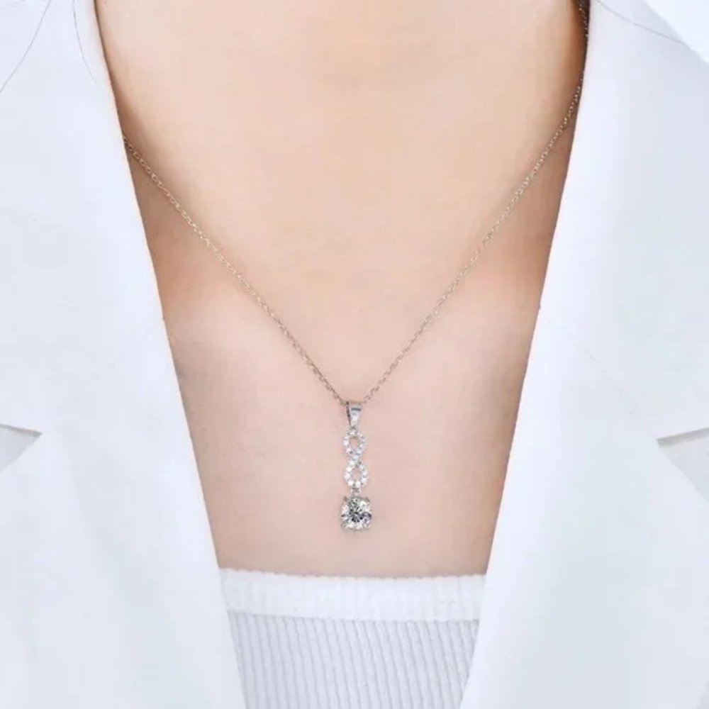 Certified 1ct. t.w. Moissanite Diamond Infinity Necklace NEW - Picture 2 of 8